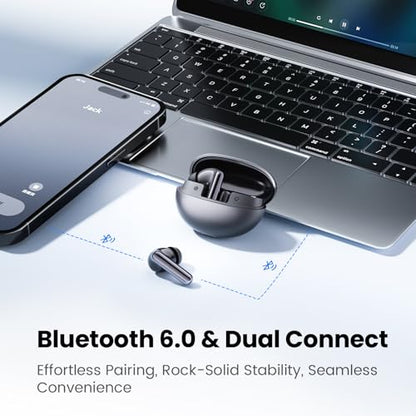 HAYLOU Flowbuds N55 ANC Wireless Earbuds, Bluetooth 6.0, 6 HD Mics, 40H - color: Black