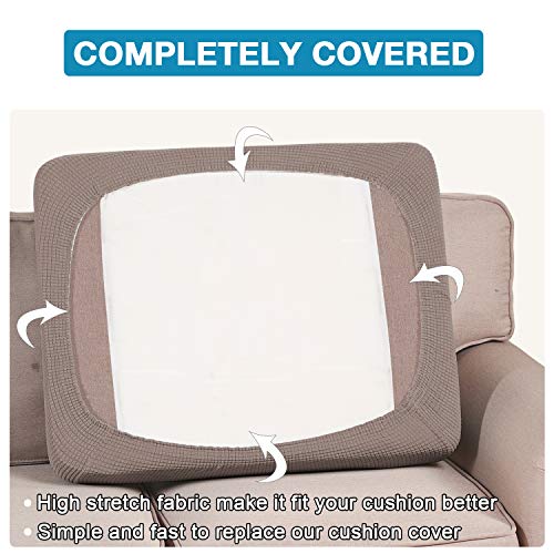 Flamingo P Super Stretch Couch Cushion Cover 1 Pack Individual Seat Slipcover with Elastic Bottom, Machine Washable Furniture Protector (1 Seat Cushion Cover, Taupe) - color: Taupe, size: 1 Seat Cushion Cover