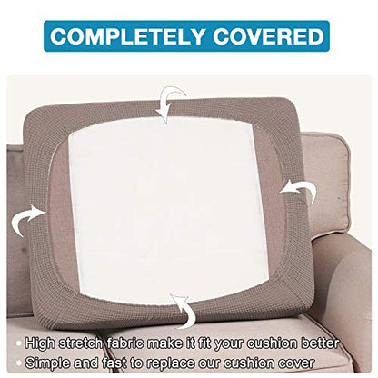 Flamingo P Super Stretch Couch Cushion Cover 1 Pack Individual Seat Slipcover with Elastic Bottom, Machine Washable Furniture Protector (1 Seat Cushion Cover, Taupe) - color: Taupe, size: 1 Seat Cushion Cover