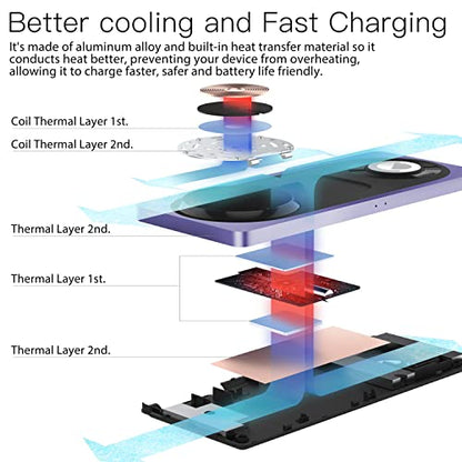 Mag-Safe Charger Stand, 3-in-1 Magnetic Wireless Charging Station for Apple Devices, iPhone 15/14/13/12 Series, Apple Watch, AirPods Pro (Purple) | For iPhone 17/Air/16/15/14/13/12, AirPods & Apple Watch, Foldable Portable Aluminum Charging Stand, Adapter