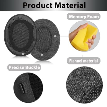 Adhiper Velour Replacement Ear Pads for Sony WH-XB910N - Black | Soft High-Density Memory Foam Earpads Cushions with Buckle, Velour Fabric for Long-Term Comfort