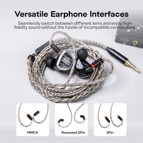 Linsoul Tripowin Zonie 16-Core Silver-Plated SPC IEM Cble w/Omni Mic | HiFi Wired Gaming Earbuds Cable, in-Ear Monitor Upgrade Cable, 1.25m Tangle-Free Wire for Audiophiles, 3.5mm,2Pin - size: 2PIN, style: 3.5mm