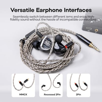 Linsoul Tripowin Zonie 16-Core Silver-Plated SPC IEM Cble w/Omni Mic | HiFi Wired Gaming Earbuds Cable, in-Ear Monitor Upgrade Cable, 1.25m Tangle-Free Wire for Audiophiles, 3.5mm,2Pin - size: 2PIN, style: 3.5mm