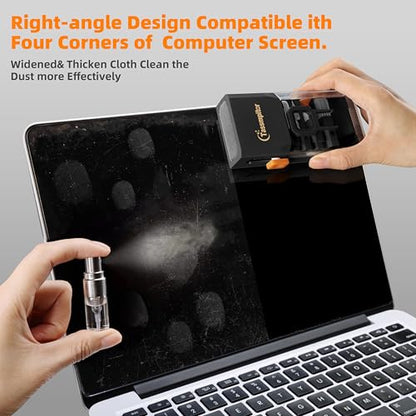 Keyboard Cleaning Kit, All-in-One Laptop & Computer Screen Cleaner, Black | Multi-function Electronic Cleaner, Soft Bristle Brush, Computer Screen-safe Spray, Compact, for MacBook, iPad, iPhone, earbud - color: Black
