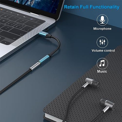 BENFEI USB C to Audio Jack Adapter with DAC chipset, USB-C to 3.5mm Female Headphone Compatible with iPhone 15 Pro Max/15 Pro/15, Samsung Galaxy S24/S23/S22/S21 Ultra, iPad Pro, Pixel 8 Blue - color: Blue