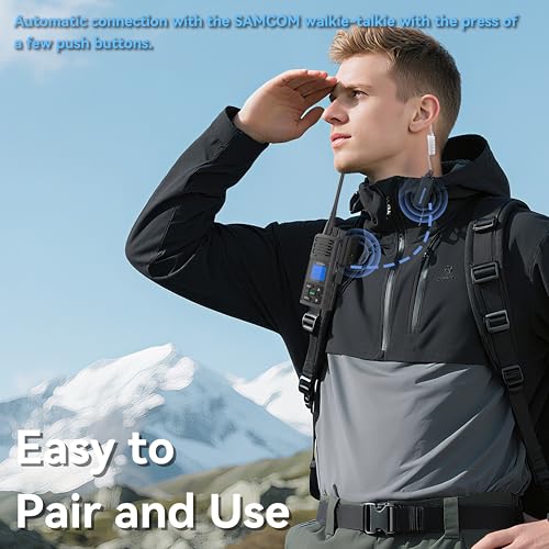 SAMCOM BTEAR01 Wireless Headset Earpiece Ear piece Clear Acoustic Tube | with PTT Microphone Mic 2 Pin Dongle 10 Working Hours for K plug FPCN30A/FPCN10A Radios,Radios Not Include - size: Wireless Earpiece