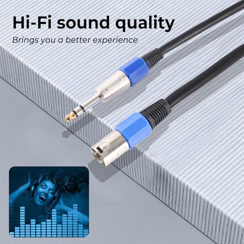 XLR to 1/4 Microphone Cable, Quarter inch 6.35mm TRS Male to XLR 3 Pin Male Balanced Audio Cable for Speakers, Mixers & Mics - 2M