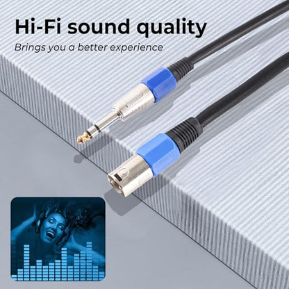 XLR to 1/4 Microphone Cable, Quarter inch 6.35mm TRS Male to XLR 3 Pin Male Balanced Audio Cable for Speakers, Mixers & Mics - 2M