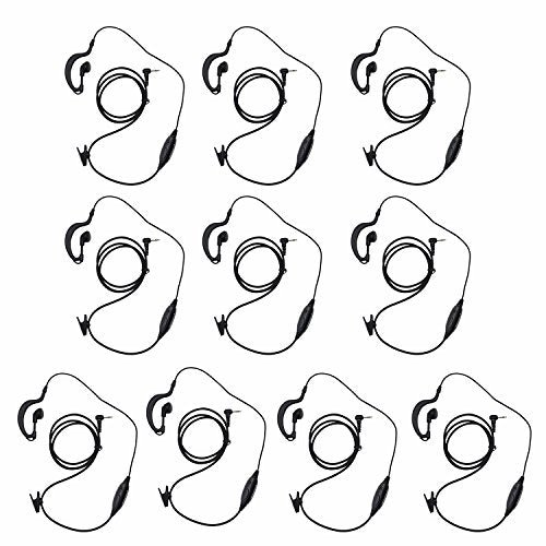 1 Pin 2.5MM Walkie Talkie Earpiece with Mic, G Shape Ear Piece for Police Radios Law Enforcement Compatible with Motorola MH230R MH230TPR MR350R MS350R (10 Pack) - color: 10 PACK