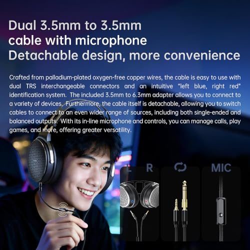 FiiO JT3 Over-Ear Open-Back Headphones, 50mm Dynamic Driver, PEK+PU Composite Diaphragm, Detachable 3.5mm Cable with Mic for Music & Gaming (Silver) - color: Silver