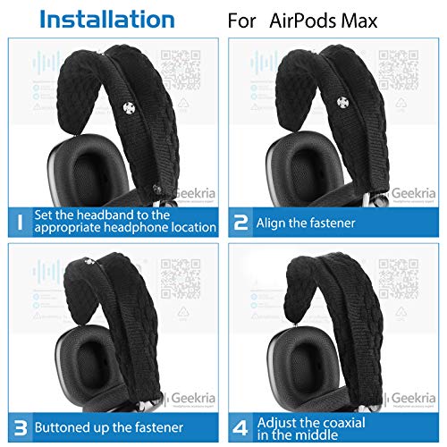 Geekria Knit Fabric Headband Cover Compatible with Apple AirPods Max Headphones, Replacement Repair Part, Easy DIY Installation (Black L)