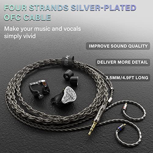 BASN Bmaster5 in Ear Monitor,5 Driver Noise Isolation IEM Headphone(Silver) | HiFi Wired IEM Earphone for Musician Drummer Bassist,10mm DLC Diaphragm,4 Balanced Armatures, Pentaconn Connector OFC Cable - color: Silver