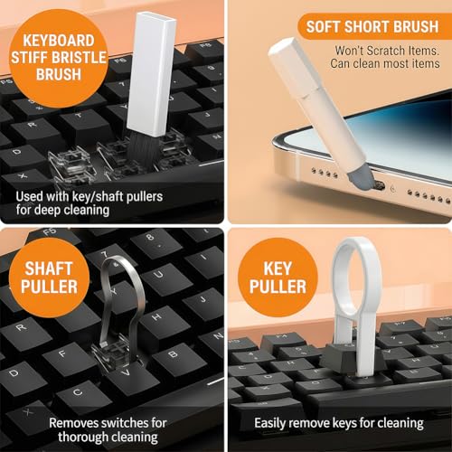 20 in 1 Multifunctional Cleaner Kit for Electronic Devices, Keyboard Cleaning Brush, Headphones Cleaner Kit for AirPods, Multi-Tool for Cleaning Laptop, Earbuds, Camera, Cellphones,White - color: white