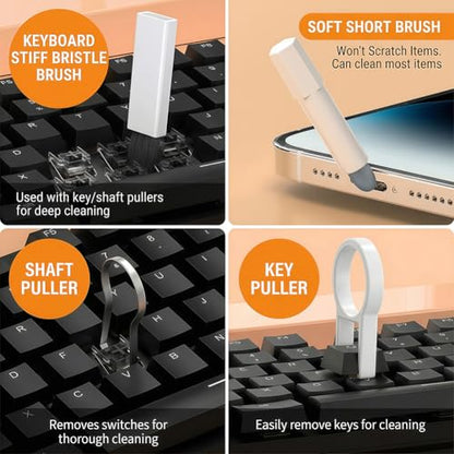 20 in 1 Multifunctional Cleaner Kit for Electronic Devices, Keyboard Cleaning Brush, Headphones Cleaner Kit for AirPods, Multi-Tool for Cleaning Laptop, Earbuds, Camera, Cellphones,White - color: white