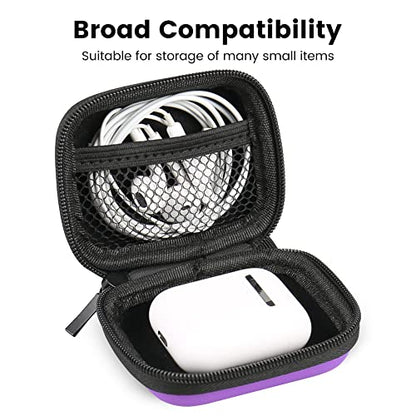 Earbud Case, RISETECH Earphone Case Holder Hard EVA Headphone Small Zipper Pouch Compatible with Wireless in-Ear Headset, SD Cards, USB Charger Cable, AirPods, Sony Wired Earbuds with Keychain -Purple - color: Purple