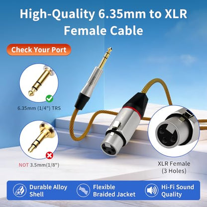 Balanced XLR to 1/4 Inch TRS Audio Cable, Pro Patch Cord for Studio Mixers & Monitors - XLR Female to 6.35mm, 3.3ft (1m) - size: 3.3 Feet, style: XLR Female to 6.35mm