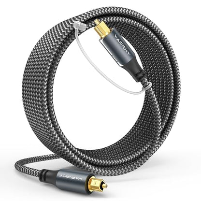 Warrky Optical Audio Cable, 20ft Optical Cable for Soundbar [Nylon Braided, Slim Metal Case, Gold-Plated Plug], Fiber Optic Audio Cord Compatible with Samsung, Vizio, LG, Bose, Sony, Sonos | Fiber Optic Toslink Cable for Soundbar and Home Theater — Japane