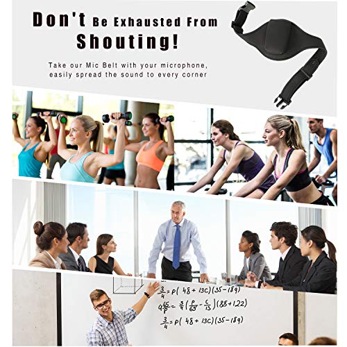 Frienda 2 Pack Mic Belt for Fitness Instructors,Black | Adjustable Microphone Waist Belt, Neoprene Mic Carrying Pouch, Transmitter Carrier, Adjustable Waist Strap