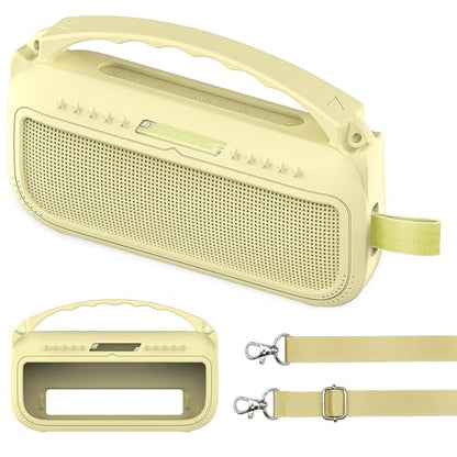 JCHPINE Silicone Cover Case for Bose SoundLink Flex Speaker 2nd Gen | Accessories Compatible with Bose SoundLink Flex 2, Protective Case with Shoulder Strap (Citrus Yellow) - color: Citrus Yellow