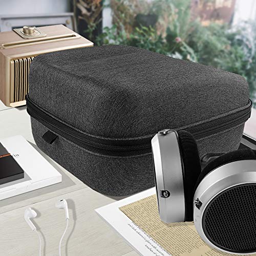 Geekria Shield Case for Large-Sized Over-Ear Headphones, Replacement Hard Shell Travel Carrying Bag with Cable Storage, Compatible with HiFiMAN HE 6se, HE 1000 Headsets (Dark Grey)