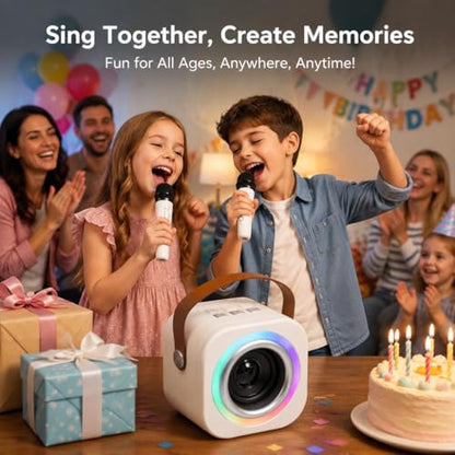 Mini Karaoke Machine for Kids, Birthday Gifts Toys for Girls Ages 3-12 - color: Off white