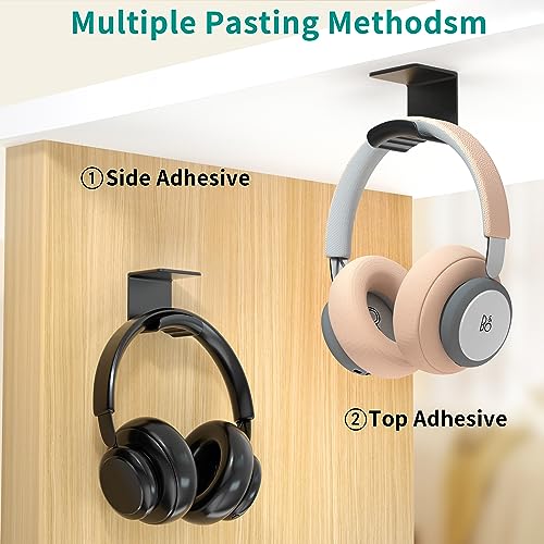HomeMount Under Desk Headphone Hanger, Adhesive Hook, Black 2 Pack - color: Black-2P