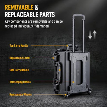 Lykus HC-4920 Hard Case with Wheels and Foam, Inner Size 18.5*13.78*7.28in | IP67 Waterproof, Pluckable Foam, Suitable for Cameras, Lenses, Electronic Equipment and More - size: HC-4920: 21.85x17.52x10.24 inch