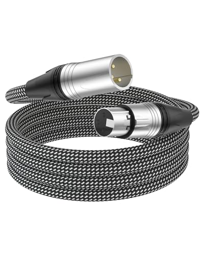 50 ft XLR Cable, Premium XLR Microphone Cable 50 ft, Braided XLR Male to Female Cable 3 Pin with XLR Connectors, XLR Patch Cable for Mixer, Recording Studio, Radio Station(1 Pack, 50 Foot) - size: 50 Feet, style: 1-Pack