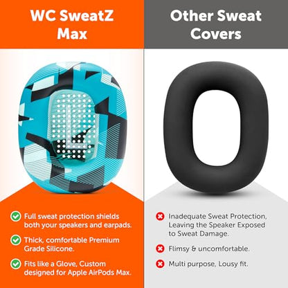 WC SweatZ Max - Patented Silicone Sweat Covers for AirPods Max 1 | Made by Wicked Cushions | (Does Not Fit AirPods Max 2). Sweatproof, Full Earpad Protection | Cyan Prism - color: Cyan Prism