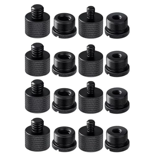 16 Pieces Mic Stand Adapter Mic Thread Adapter Set 5/8 Female to 3/8 Male and 3/8 Female to 5/8 Male Screw Adapter Thread for Microphone Stand Mount to Camera Tripod Adapter