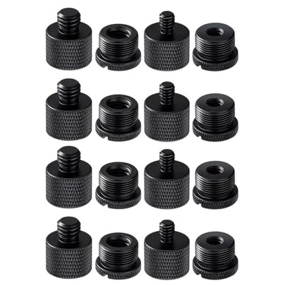 16 Pieces Mic Stand Adapter Mic Thread Adapter Set 5/8 Female to 3/8 Male and 3/8 Female to 5/8 Male Screw Adapter Thread for Microphone Stand Mount to Camera Tripod Adapter
