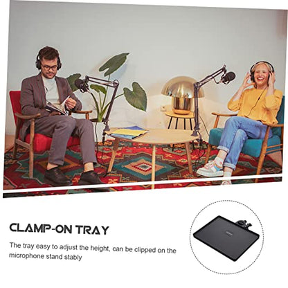 Kisangel Mic Stand Accessory Sound Card Rack Clamp-on Tray Microphone Holder Tray Plastic Construction