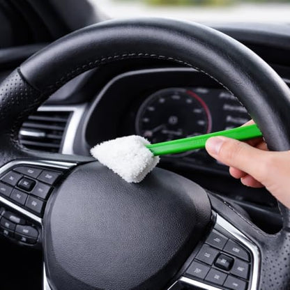 Mini Keyboard Cleaning Brush Set (3-Pack), Detail Crevice Cleaning Tool with Scraper and Microfiber Head for Window Tracks, Air Vents, and Electronics, Green