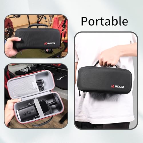 RLSOCO Carrying Case for FIFINE AM8 USB/XLR & RODE PodMic Cardioid Dynamic Broadcast Microphone (Case Only)