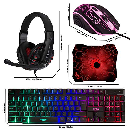 Gaming Keyboard and Mouse and Mouse pad and Gaming Headset, Wired LED RGB Backlight Bundle for PC Gamers and Xbox and PS4 Users - 4 in 1 Edition Hornet RX-250 - color: Black