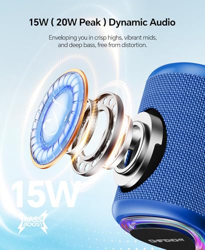 Portable Bluetooth Speaker Beach Essentials: Powerful Crystal Clear Sound/Dynamic Light/IPX5 Waterproof/All Day Playtime/Wireless BT 5.3/TWS Paring, Dad Gifts, Outdoor|Travel|Camping|Pool Accessories | Powerful HD Sound,Dynamic Light,All Day Playtime,Wire