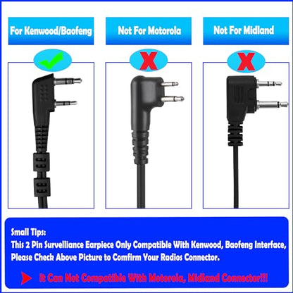 SAMCOM SM007 Acoustic Tube Earpiece 2-Pin K Plug for FPCN10A FPCN30A, 1 Pcs | Noise-isolating Earpiece, Radios Communication Headset for security guard, event staff, crowd control - size: 1 Pcs Earpiece
