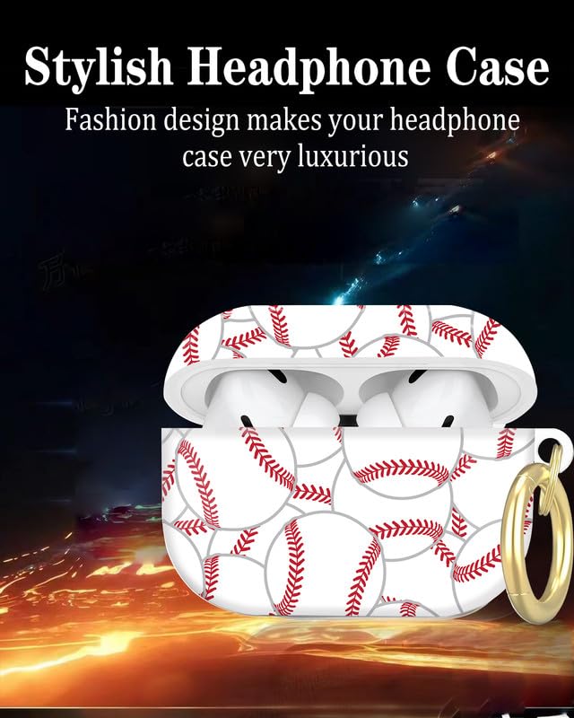 Compatible with AirPod Pro 2nd//1st Generation Case Cover with Key Chain,Full Protective Shockproof Wireless Headphone Case for Airpod Pro 2023/2022/2019(Baseball Wallpaper) - color: Baseball Wallpaper