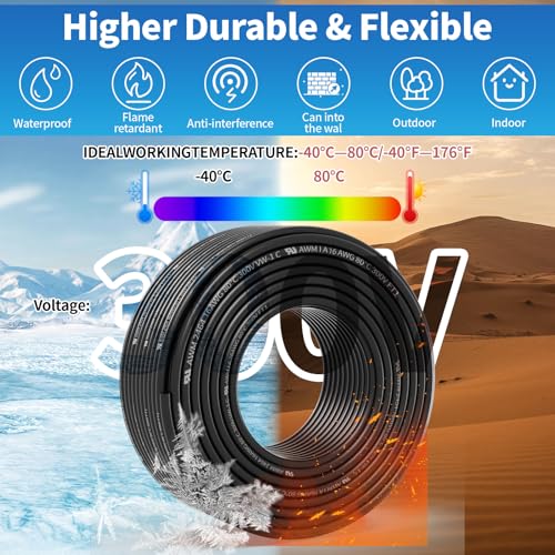 16 Gauge 5 Conductor Shielded Wire 50FT, UL2464 16 AWG 5 Shielded Cable | Tinned Copper Stranded 16/5 CNC Wires for CNC VFD Spindle, Stepper Motor, 3D Printer, Sound, Speaker, Signal Transmission - size: 50FT, style: 16AWG-5C