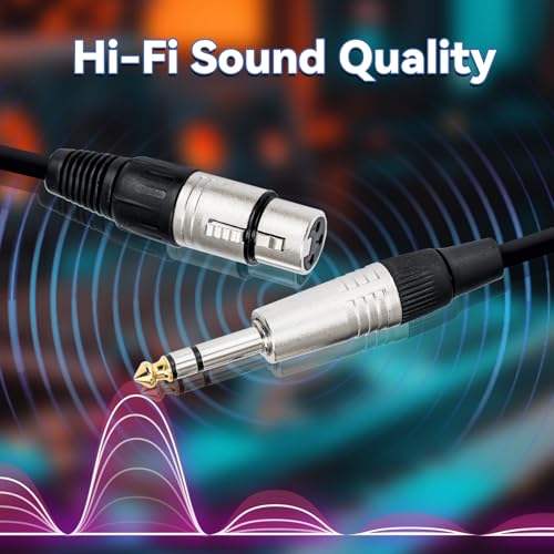XLR Female to 1/4 inch 6.35mm TS Mone Jack Unbalanced Cable 6.6FT 2Pack | Double-Shielded OFC, Gold-Plated Connectors, Low Noise,Tight Fit, For Mixer, Amp, Speaker, Microphone - size: 6 FT - 2 Pack, style: XLR Female
