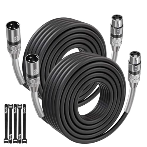 XLR Cables, Heavy Duty Oxygen-Free Copper 3-Pin Balanced Shielded XLR Male to Female Microphone Cable for Recording Studio Speaker, PA Systems, Audio Mixer and More (2-Pack, 100 Feet) - size: 100 Feet, style: 2-pack