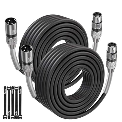 XLR Cables, Heavy Duty Oxygen-Free Copper 3-Pin Balanced Shielded XLR Male to Female Microphone Cable for Recording Studio Speaker, PA Systems, Audio Mixer and More (2-Pack, 100 Feet) - size: 100 Feet, style: 2-pack