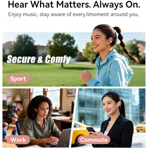 Clip-On Open Ear Earbuds for Women, Bluetooth 6.0 Wireless Earbuds with Hi-Fi Stereo Sound, Lightweight Headphones for Small Ears, Comfortable All-Day Wear, 40H Playtime, USB-C, Daily Use - color: Purple