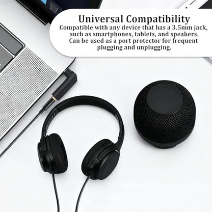 3.5mm Angle Male to Female Audio Adapter, 2 PCS 90 Degree Right Angle Gold-Plated TRS Stereo Jack Plug AUX Connector 3.5mm 1/8" Audio Adapter Compatible with Headset, Tablets, MP3 Players, Speakers