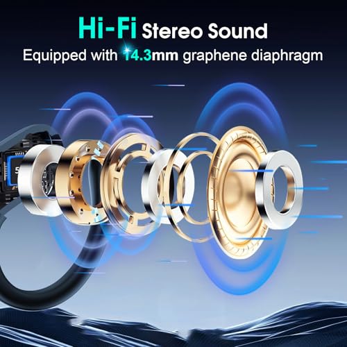 Aptkdoe 2 Sets Wireless Earbuds Sport, Bluetooth 5.4 Over Ear Buds Stereo Deep Bass Over Ear Bud with Earhooks, 75H Wireless Earphones with Mic, IPX7 Waterproof Earphone for Sports Blue+White