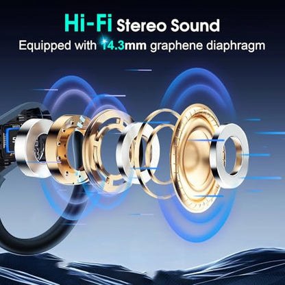 Aptkdoe 2 Sets Wireless Earbuds Sport, Bluetooth 5.4 Over Ear Buds Stereo Deep Bass Over Ear Bud with Earhooks, 75H Wireless Earphones with Mic, IPX7 Waterproof Earphone for Sports Blue+White