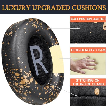 SOULWIT Protein Leather Replacement Earpads for Bose 700 (NC700) Wireless Headphones, Ear Pads Cushions with Softer Protein Leather, High-Density Noise Cancelling Foam, Added Thickness - Black Gold - color: Black Gold