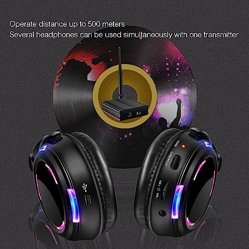 Professional Silent Disco LED Wireless Headphones and RF LED Silent Disco Earphones for iPod MP3 DJ Music Pary Club (30 led Headphone + 1 Transmitter) - color: 30 led headphone + 1 transmitter