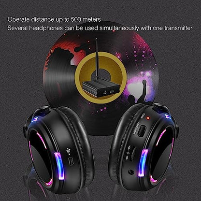 Professional Silent Disco LED Wireless Headphones and RF LED Silent Disco Earphones for iPod MP3 DJ Music Pary Club (30 led Headphone + 1 Transmitter) - color: 30 led headphone + 1 transmitter