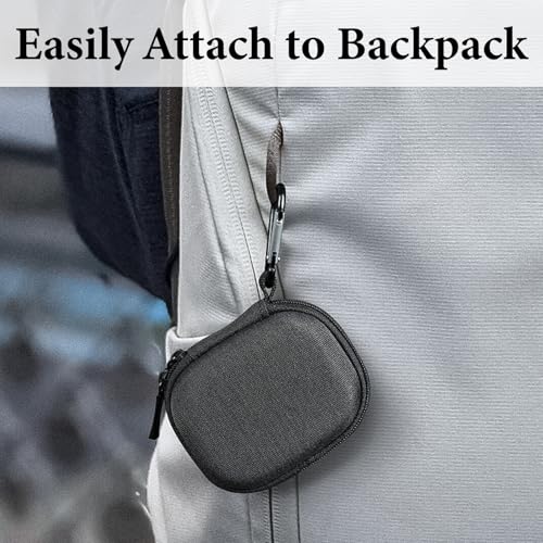 Geekria Shield Earbuds Case Compatible with JBL Vibe Buds 2/Flex 2/Beam 2, Tune Buds 2 True Wireless Earbuds, Replacement Hard Shell Travel Carrying Bag with Carabiner Clip (Dark Grey)